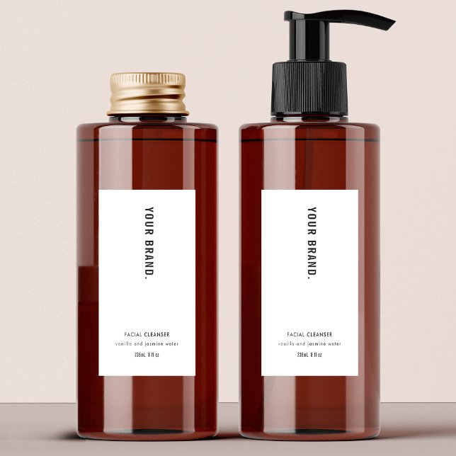 Modernes, Minimalistisches, einfach zu verpackende Lebensmitteletikett (Minimalist Black & White Waterproof Rectangle Product Label - can be used on bottles, jars, pouches)