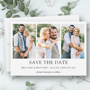 Modernes Minimalistisches Einfaches 3 Foto Save The Date