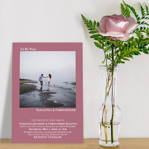 Modernes Minimalistisches Einfaches Dusty Rose Fot Einladung