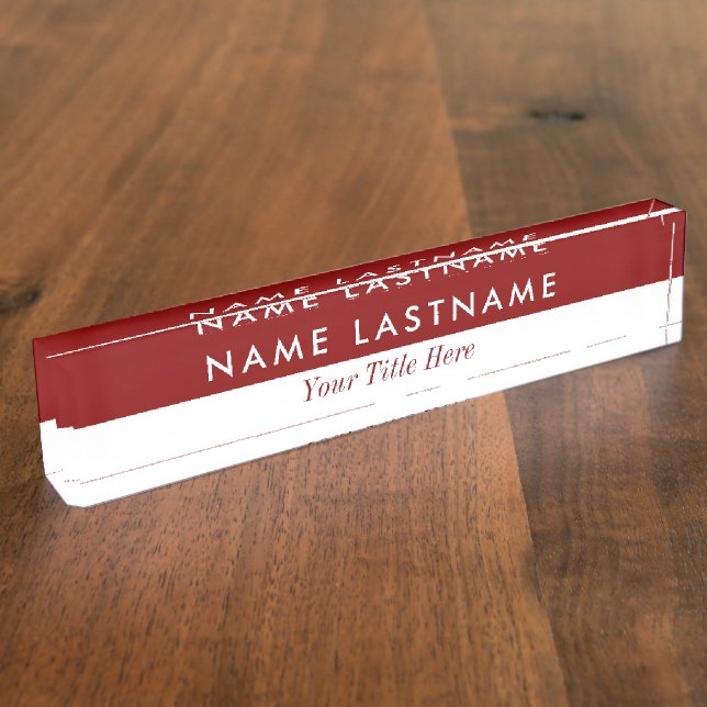 Modernes Minimalistisches Einfaches Halbburgundy W Namensplakette (Seite)