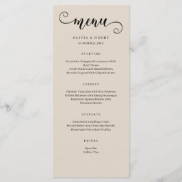 Modernes Minimalistisches einfaches Hochzeitsmenü Menükarte