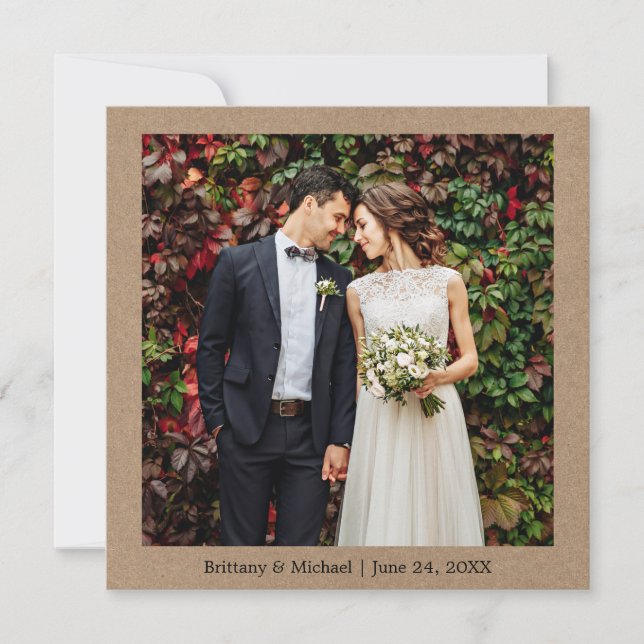 Modernes Minimalistisches Einfaches Hochzeitsszena Dankeskarte (Vorderseite)