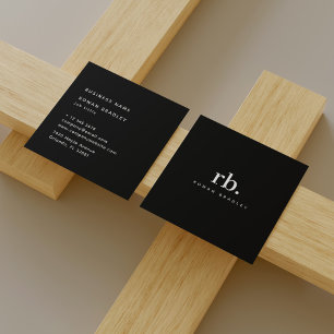 Modernes Minimalistisches Einfaches Monogramm Schw Quadratische Visitenkarte