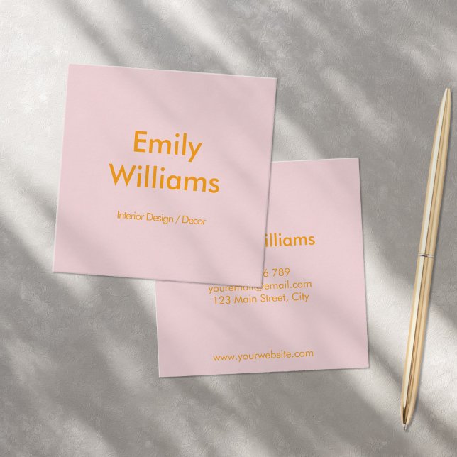 Modernes Minimalistisches, einfaches Orange Pink Quadratische Visitenkarte (Von Creator hochgeladen)