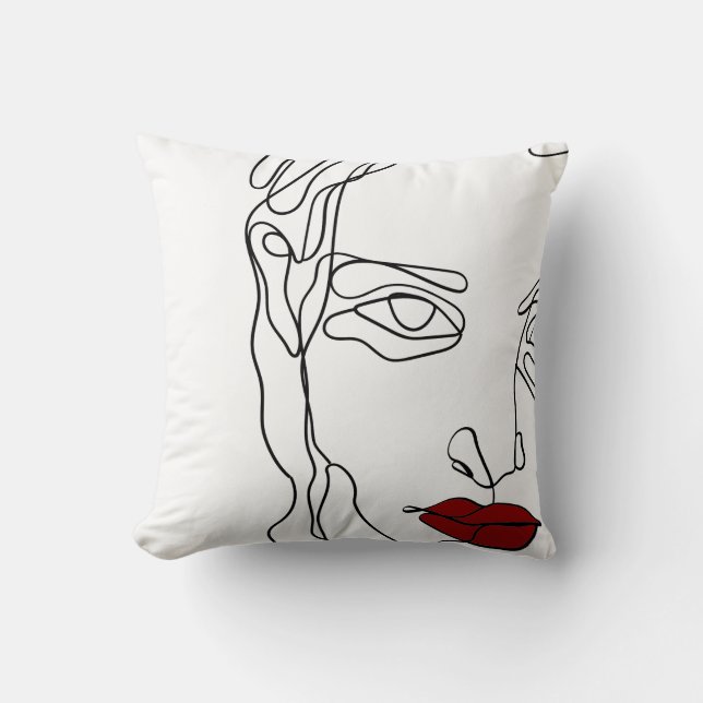 Modernes minimalistisches, einzeiliges zeichnend G Kissen (Vorderseite)