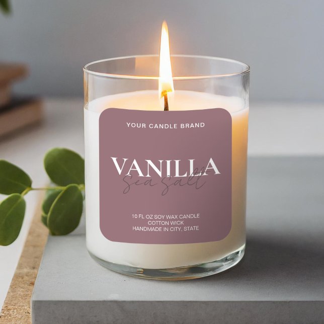 Modernes Minimalistisches Elegantes Candle Label Quadratischer Aufkleber (Von Creator hochgeladen)