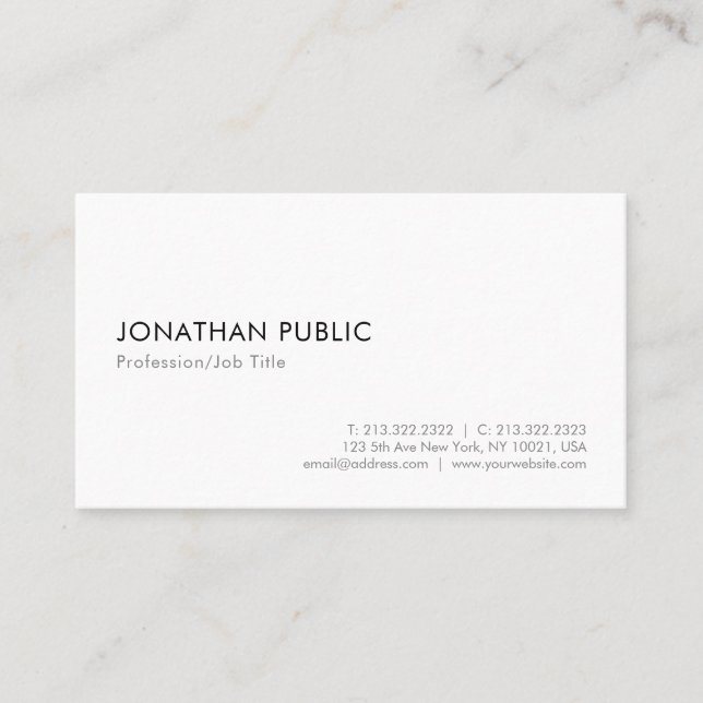 Modernes, Minimalistisches, elegantes Template Visitenkarte (Vorderseite)