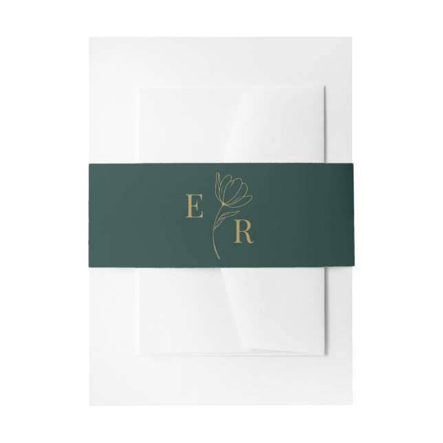 Modernes Minimalistisches Emerald Green Floral Mon Einladungsbanderole (Vorderseite Beispiel)