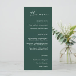 Modernes Minimalistisches Emerald Green Wedding Me Menükarte