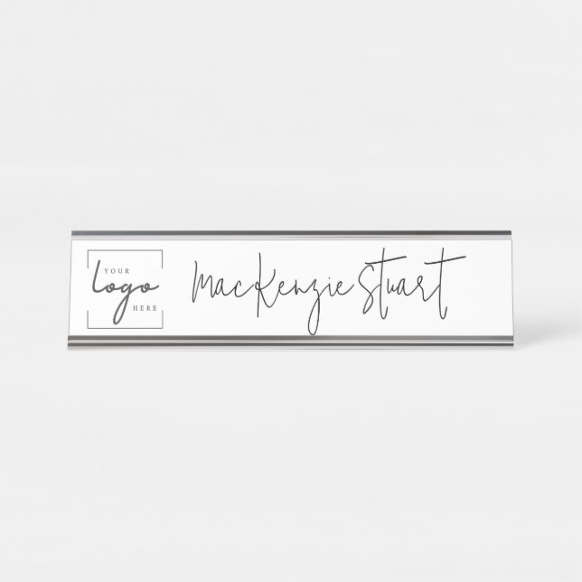 Modernes Minimalistisches Firmenlogo Beruflich Schreibtischnamensplakette (Vorderseite )