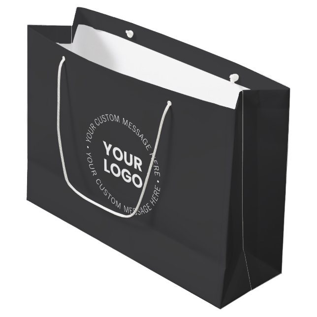 Modernes Minimalistisches Firmenlogo/jedes Bild |  Große Geschenktüte (Vorderseite Schrägansicht)