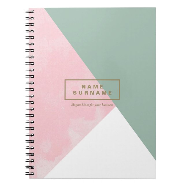 Modernes Minimalistisches Foto aus Rosa und Oliven Notizblock (Vorderseite)
