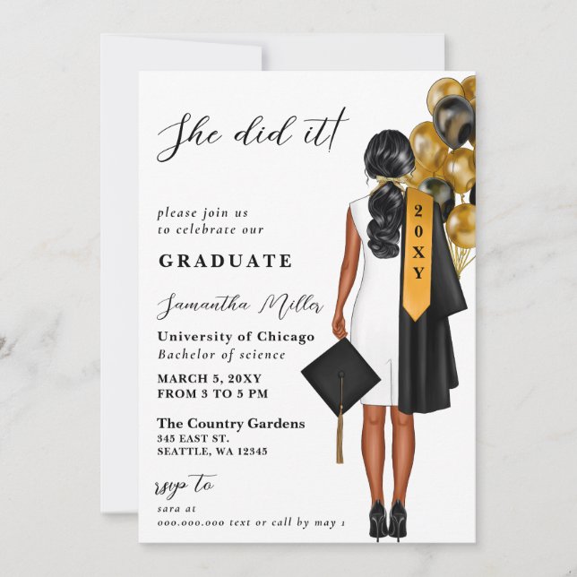 Modernes Minimalistisches Foto, das sie getan hat  Einladung (Vorderseite)