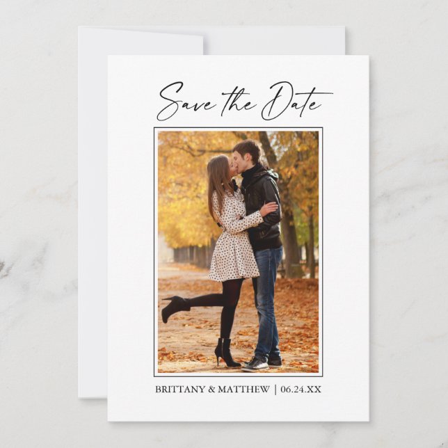 Modernes Minimalistisches Foto für Drucktasten Save The Date (Vorderseite)