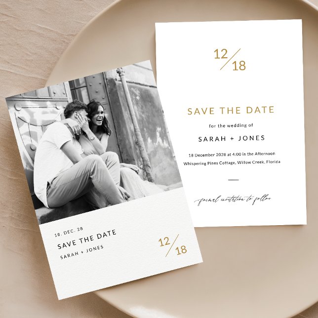 Modernes Minimalistisches Foto für Hochzeiten rett Einladung (Von Creator hochgeladen)