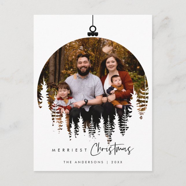 Modernes, Minimalistisches Foto für Weihnachten Postkarte (Vorderseite)