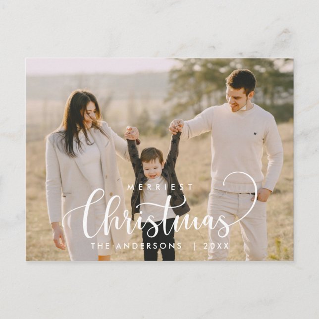 Modernes, Minimalistisches Foto für Weihnachten Postkarte (Vorderseite)