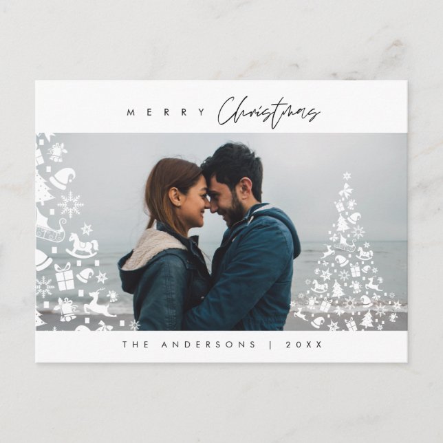Modernes, Minimalistisches Foto für Weihnachten Postkarte (Vorderseite)