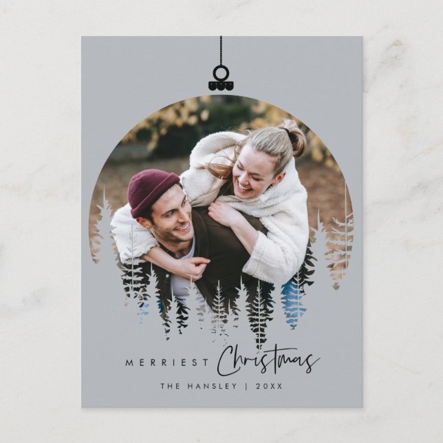 Modernes, Minimalistisches Foto für Weihnachten Postkarte (Vorderseite)