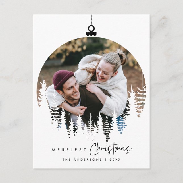 Modernes, Minimalistisches Foto für Weihnachten Postkarte (Vorderseite)