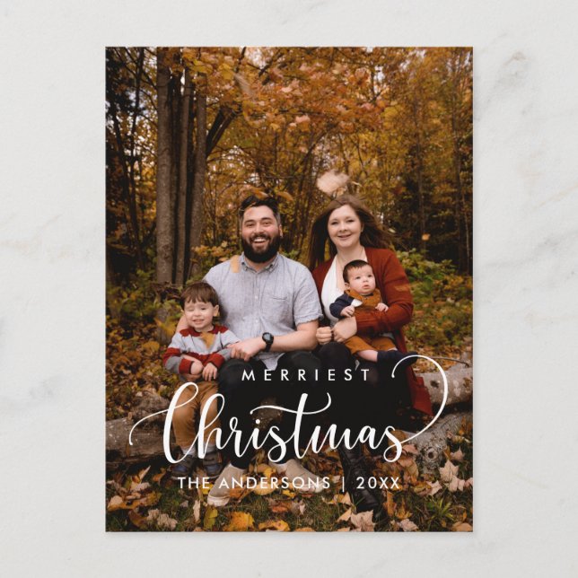 Modernes, Minimalistisches Foto für Weihnachten Postkarte (Vorderseite)