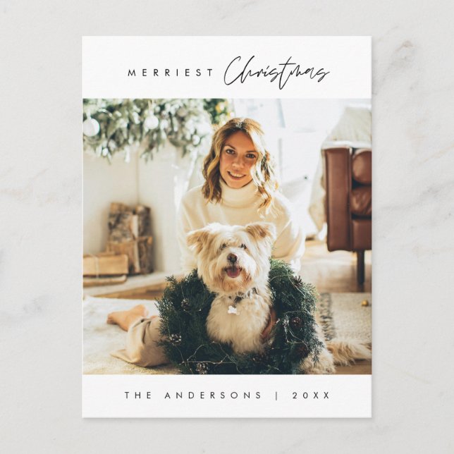 Modernes, Minimalistisches Foto für Weihnachten Postkarte (Vorderseite)