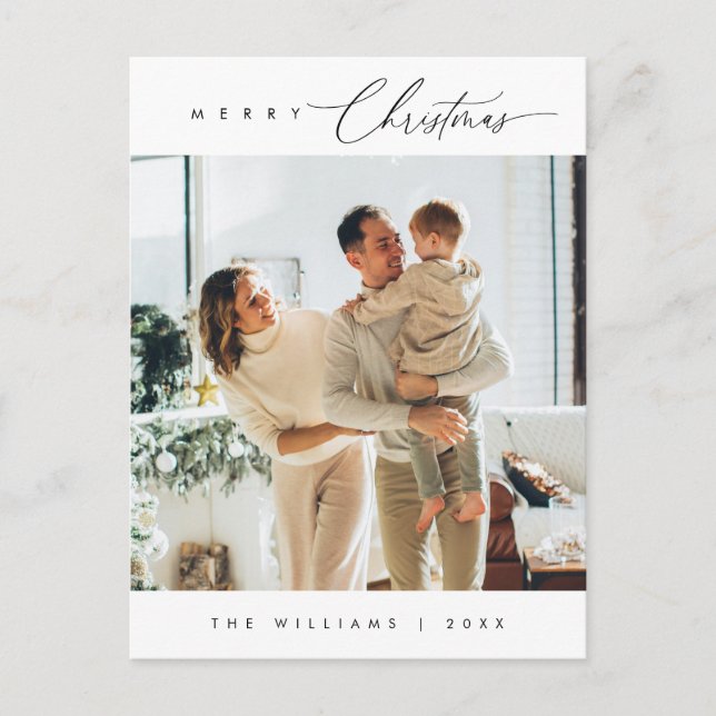 Modernes, Minimalistisches Foto für Weihnachten Postkarte (Vorderseite)