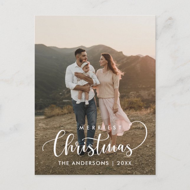 Modernes, Minimalistisches Foto für Weihnachten Postkarte (Vorderseite)