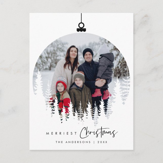 Modernes, Minimalistisches Foto für Weihnachten Postkarte (Vorderseite)