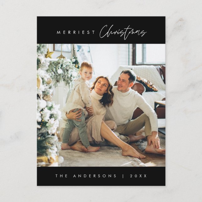 Modernes, Minimalistisches Foto für Weihnachten Postkarte (Vorderseite)