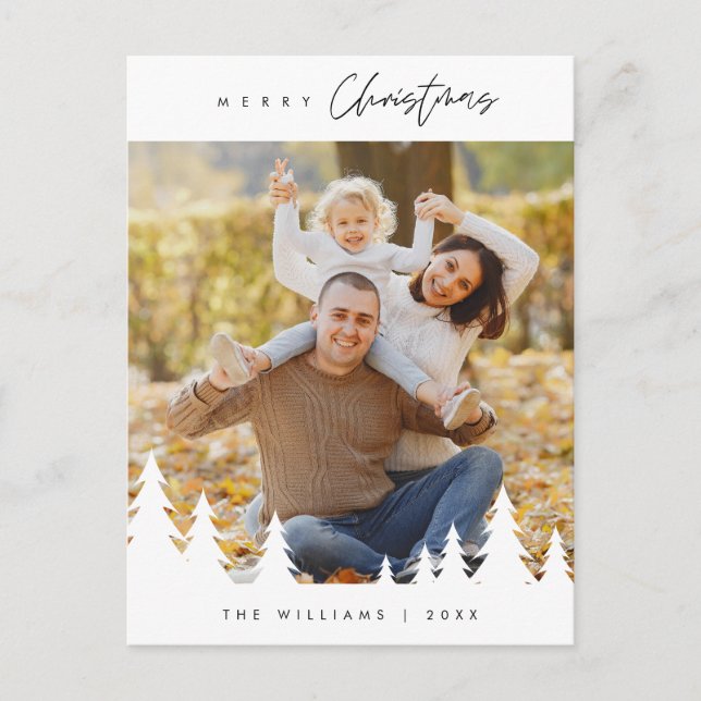 Modernes, Minimalistisches Foto für Weihnachten Postkarte (Vorderseite)
