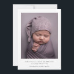 Modernes Minimalistisches Foto Geburt Ankündigung<br><div class="desc">Eine moderne minimalistische Geburtsankündigung, um die Nachricht von der Ankunft Ihres Babys zu teilen. Das schlichte, neutrale Design ist perfekt für Jungen oder Mädchen und zeigt Ihr Lieblings-Foto. Personalisieren Sie Ihre persönlichen Daten mit dem Namen des Babys und allen wichtigen Details wie Geburtstag, Geburtsdaten, Eltern Namen in einer einfachen schwarzen...</div>