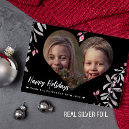 Modernes minimalistisches Foto Happy Holidays silb Folien Feiertagskarte