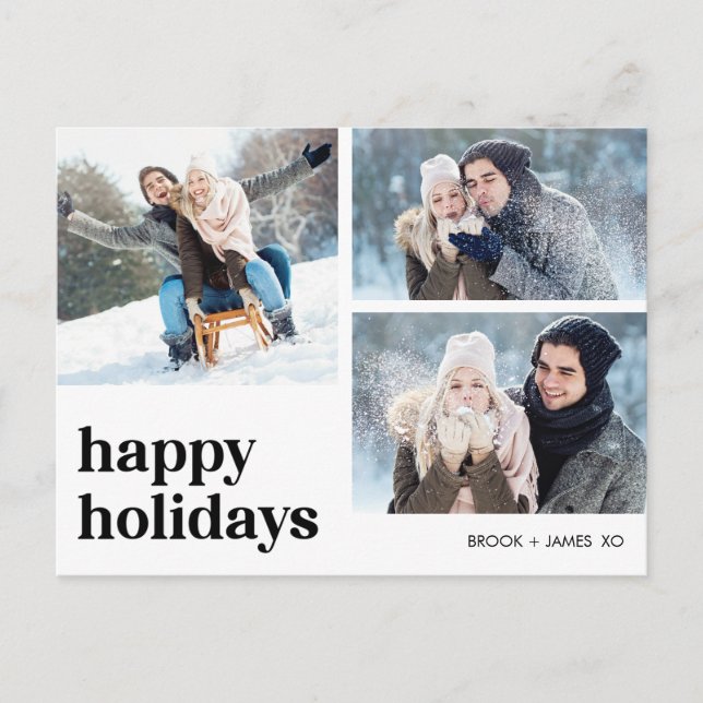 Modernes Minimalistisches Foto Happy Holidays Weih Postkarte (Vorderseite)