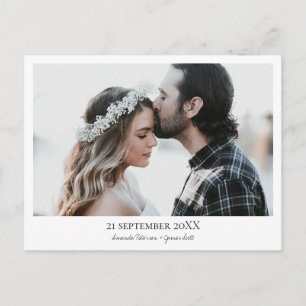 Modernes Minimalistisches Foto Hochzeit rettet das Ankündigungspostkarte