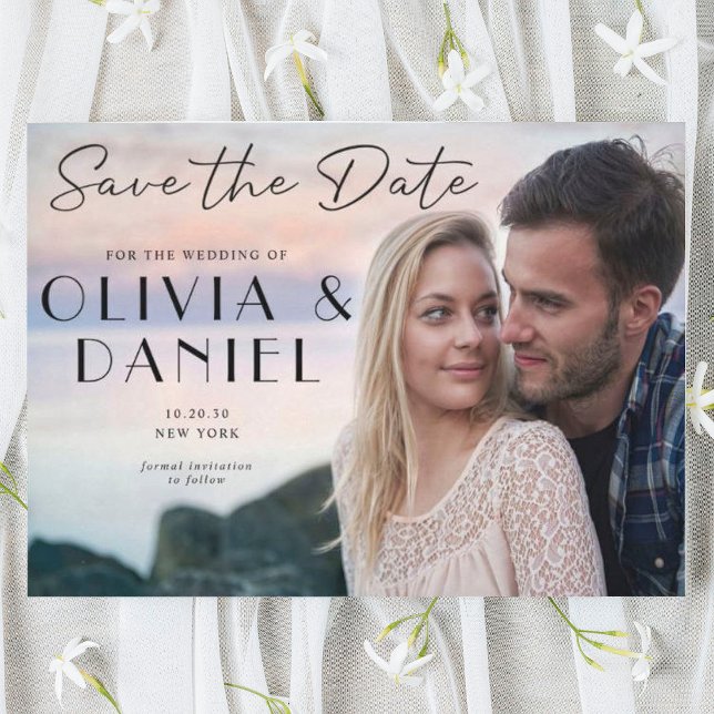 Modernes Minimalistisches Foto Hochzeit rettet das Einladung (Von Creator hochgeladen)