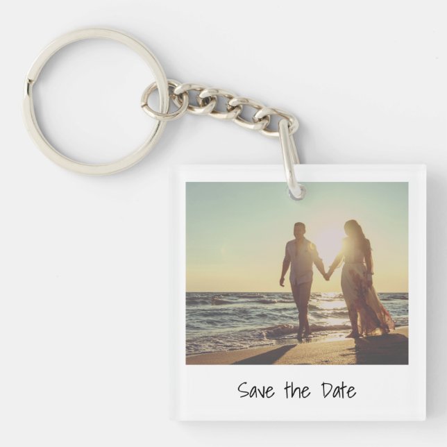Modernes Minimalistisches Foto Hochzeit rettet das Schlüsselanhänger (Vorderseite)