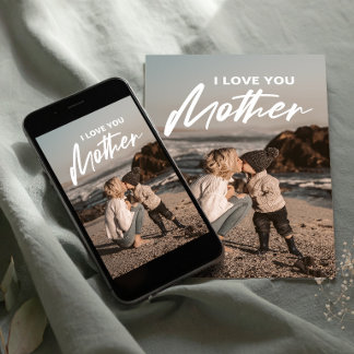 Modernes Minimalistisches Foto I Liebe You Mother Postkarte