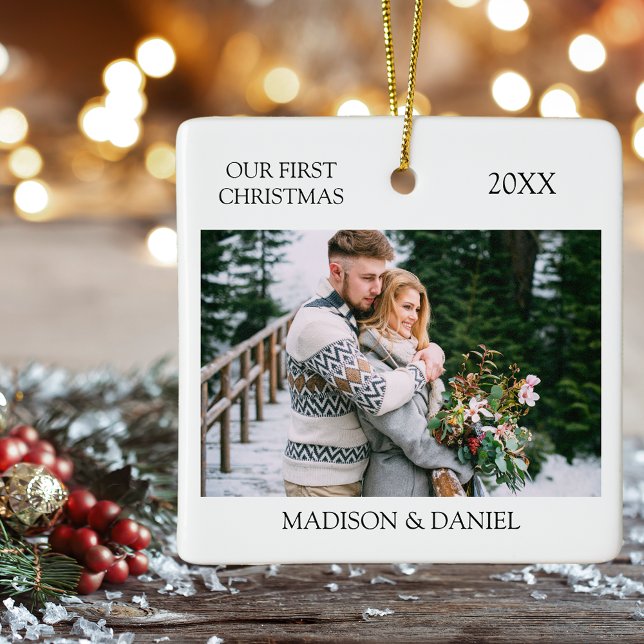 Modernes Minimalistisches Foto Keramikornament (Photo on Front & Back)