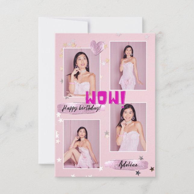 Modernes minimalistisches Foto Lady Birthday Card Dankeskarte (Vorderseite)