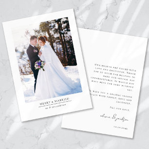 Modernes Minimalistisches Foto Merry & Verheiratet Feiertagskarte