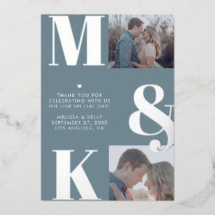 Modernes Minimalistisches Foto mit feinem Monogram Folieneinladung
