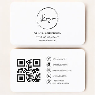Modernes Minimalistisches Foto mit QR Code Social Visitenkarte