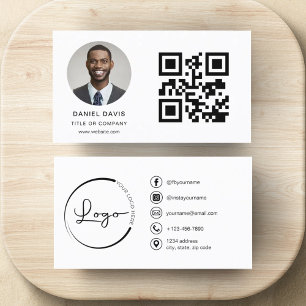 Modernes Minimalistisches Foto mit QR Code Social  Visitenkarte