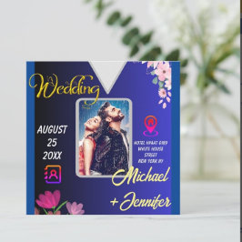 Modernes Minimalistisches Foto QR Code Hochzeit Einladung