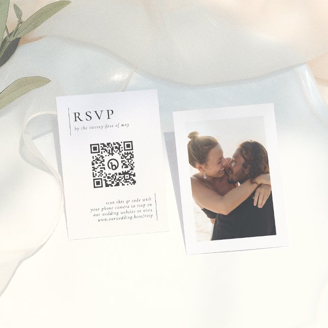Modernes Minimalistisches Foto QR Code Wedding RSV Begleitkarte (Von Creator hochgeladen)