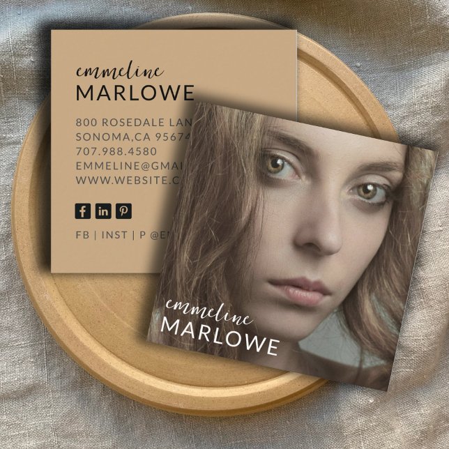 Modernes Minimalistisches Foto Quadratische Visitenkarte (Von Creator hochgeladen)