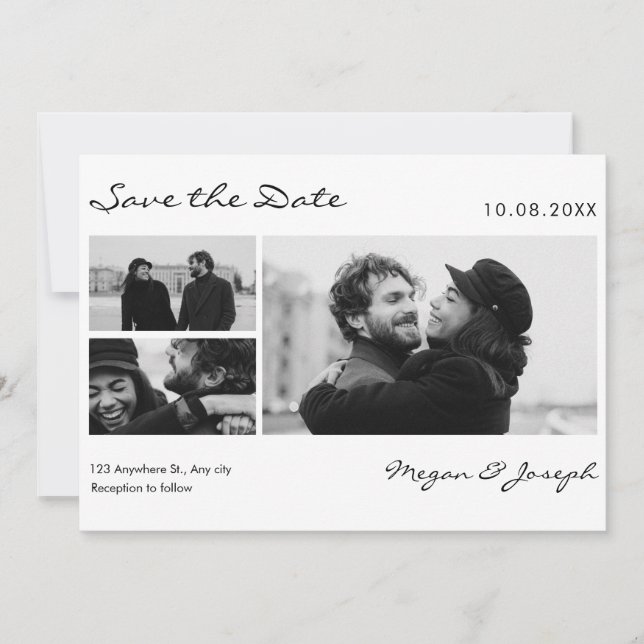 Modernes, minimalistisches Foto Save The Date (Vorderseite)