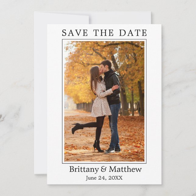 Modernes Minimalistisches Foto Save The Date (Vorderseite)