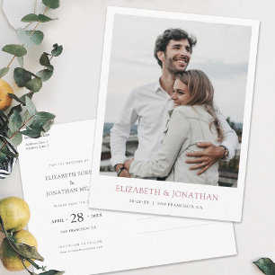 Modernes Minimalistisches Foto Save the Date Hochz Einladungspostkarte